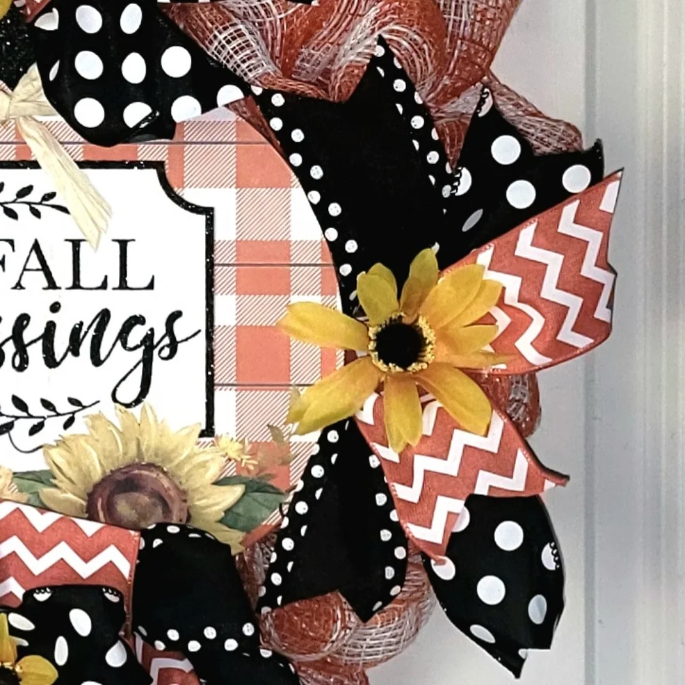 Fall Blessings Wreath Thanksgiving  Farmhouse Country